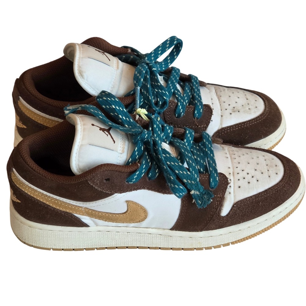 Nike Air Jordan 1 Low SE GS Cacao Wow Brown White Teal FB2216-200 Size 5Y